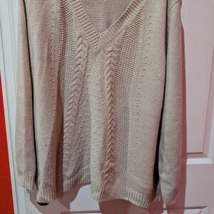 Faded Glory Women's Beige V-Neck Sweater